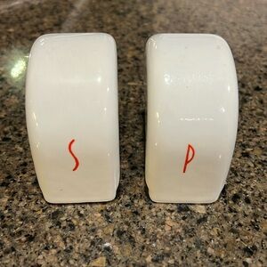 Vintage white ceramic art deco salt and pepper shakers